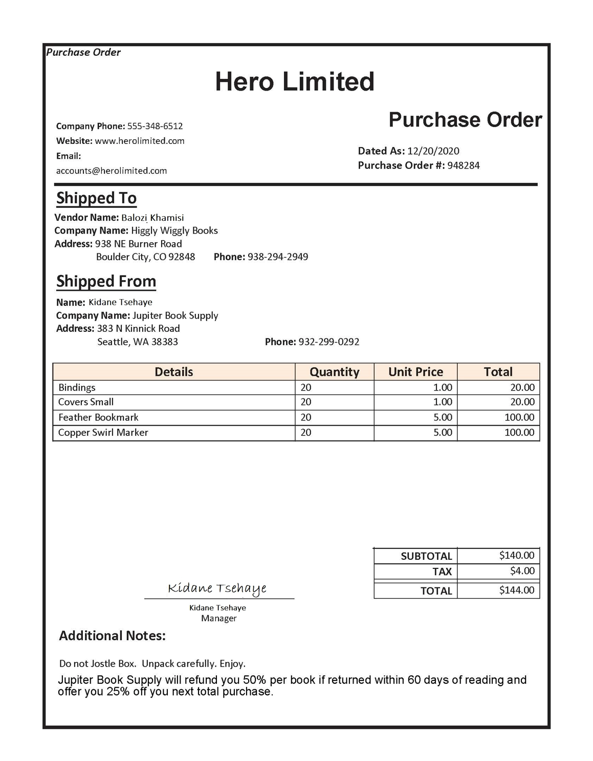 An image of an invoice.