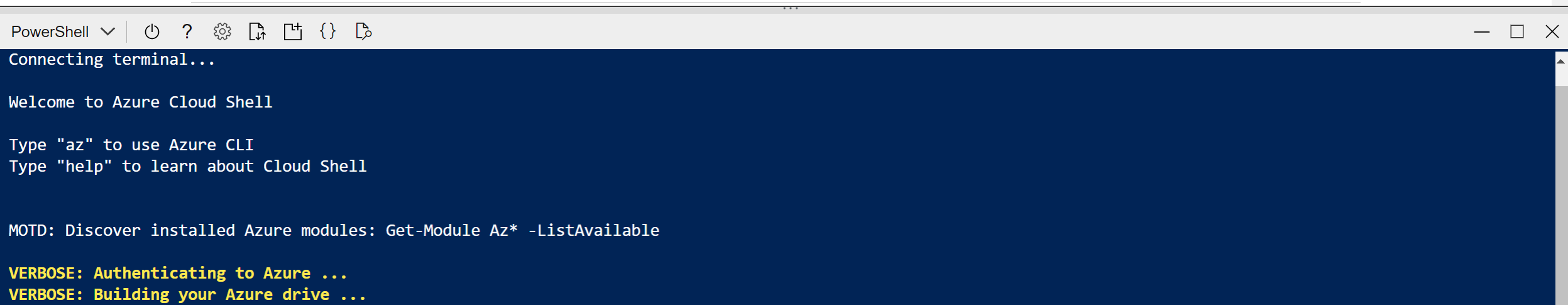 Warten Sie, bis PowerShell gestartet wurde.