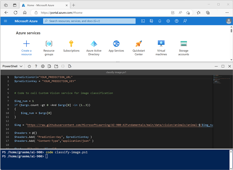 Screenshot des Code-Editors in der Cloud Shell