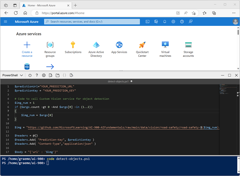 Screenshot des Code-Editors in der Cloud Shell
