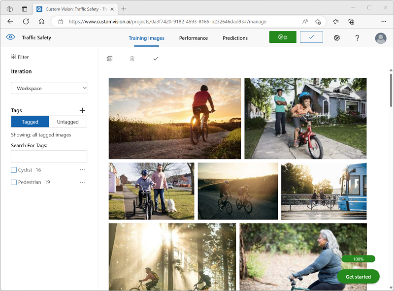 Screenshot der getaggten Bilder in einem Projekt
