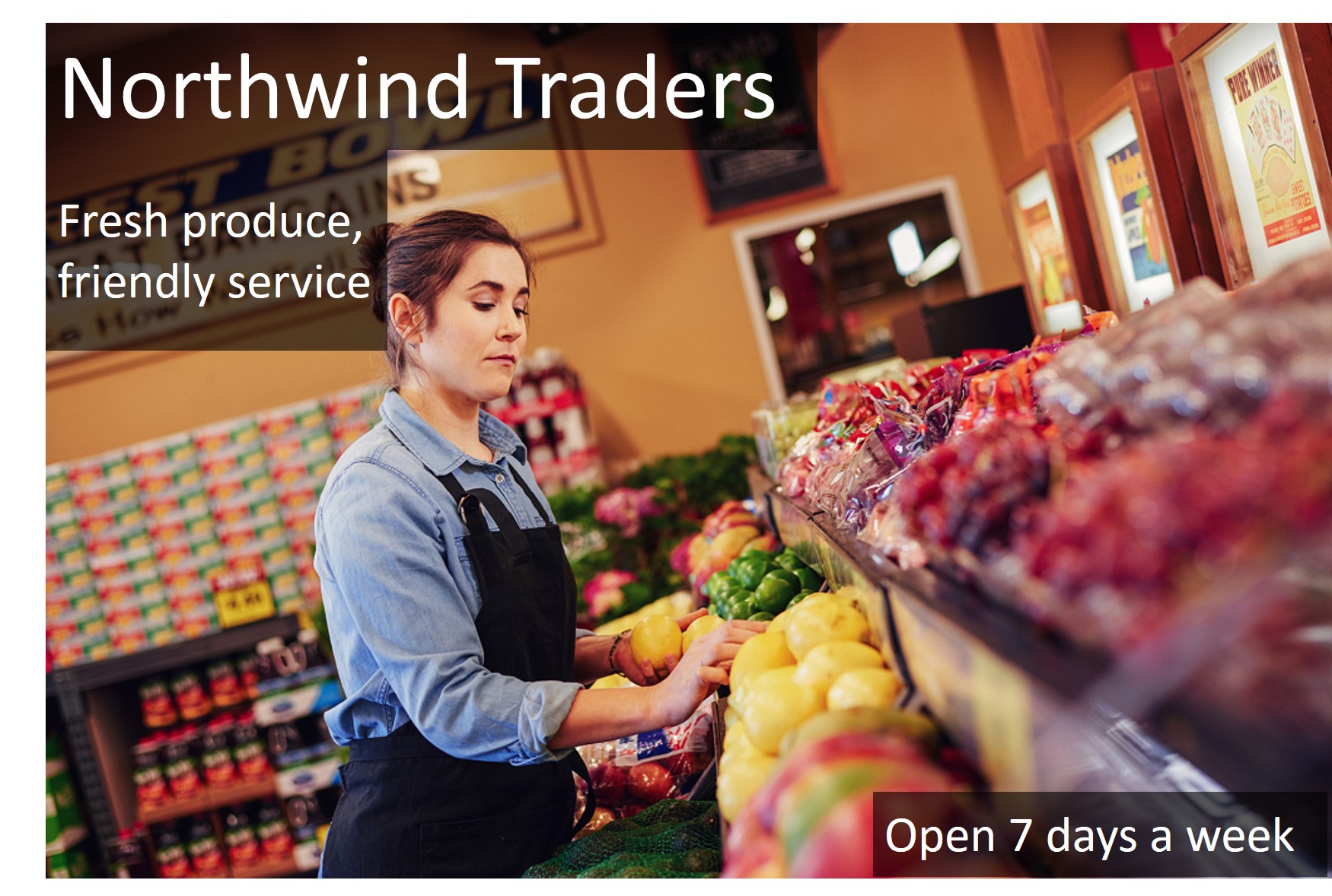 Gambar iklan untuk toko kelontong Northwind Traders.