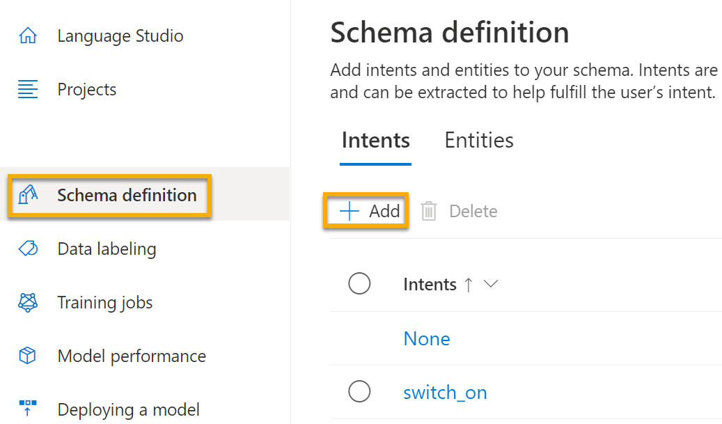 [スキーマのビルド] 画面に戻り、switch_off 意図を追加します。