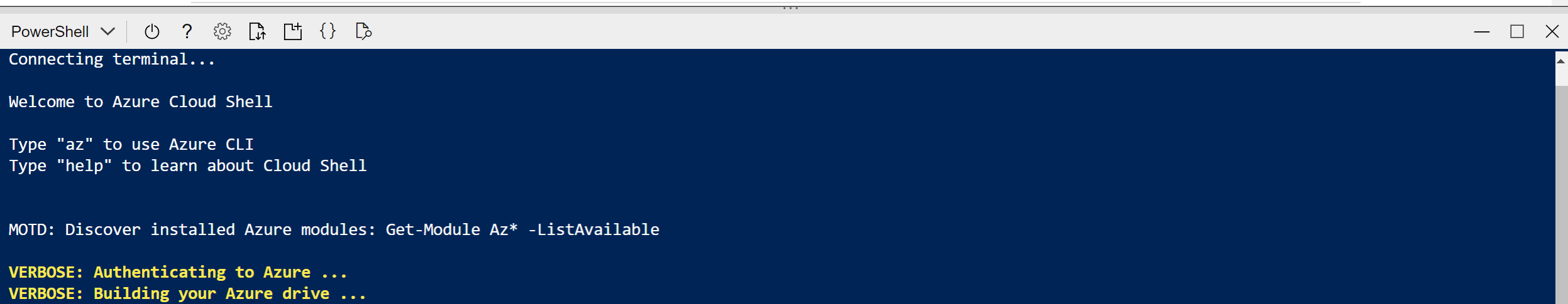 PowerShell が起動するまで待ちます。