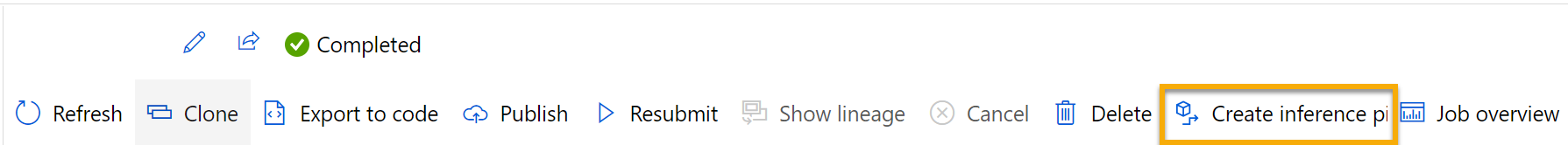 屏幕截图显示创建推理管道的位置。