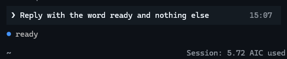 The Copilot CLI replying with the word ready