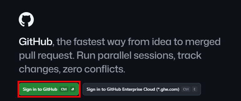 The GitHub Copilot app welcome screen with the Sign in to GitHub button highlighted