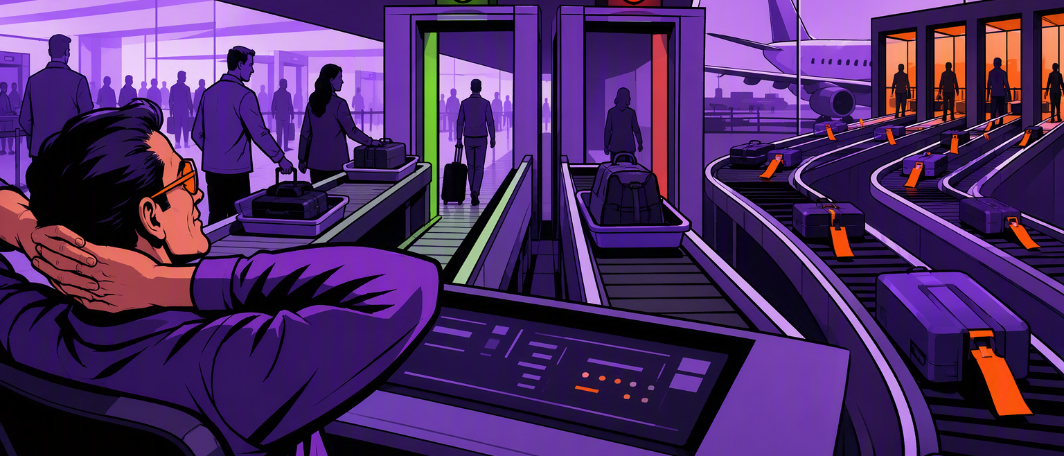 The engineer leans back in command as the purple room runs and a routable / sharpen intake gate works.