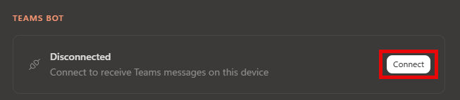 The Scout Integrations settings with the Teams bot Connect button