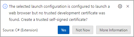 Captura de tela do prompt para instalar um certificado autoassinado.