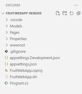 Screenshot showing the Fruit web app project structure.