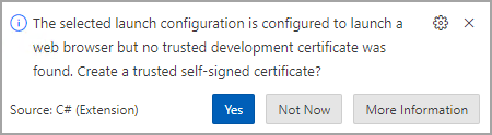 Screenshot of the prompt to install a self-signed certificate.