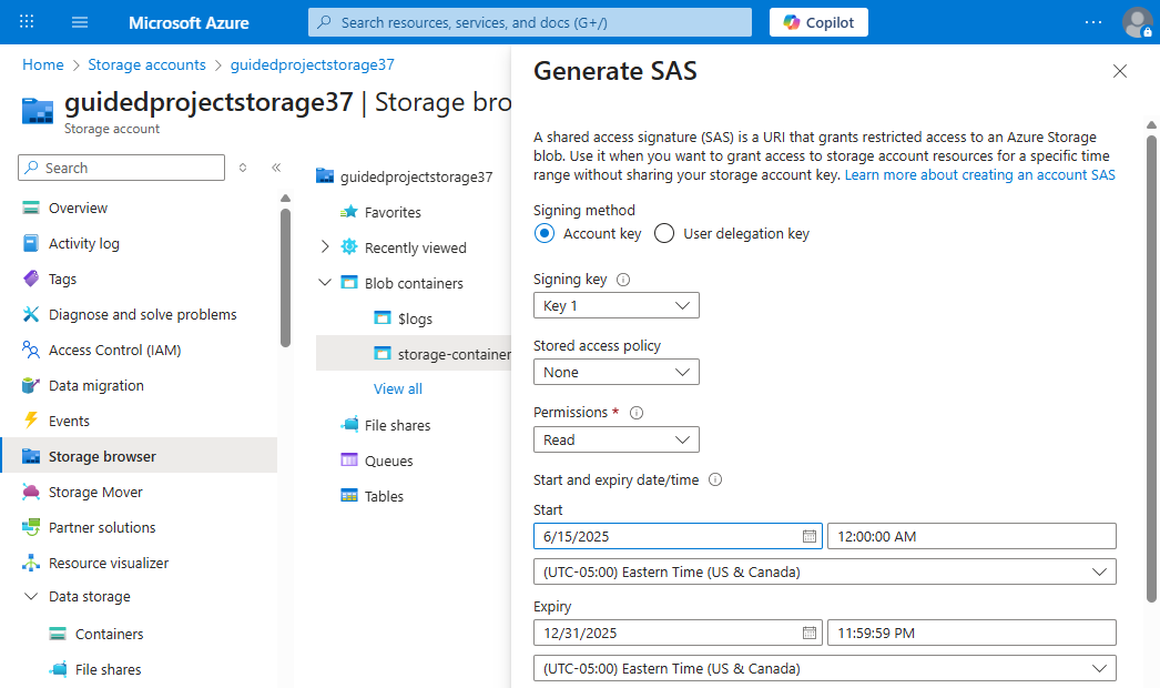 Screenshot of the secure access token settings.
