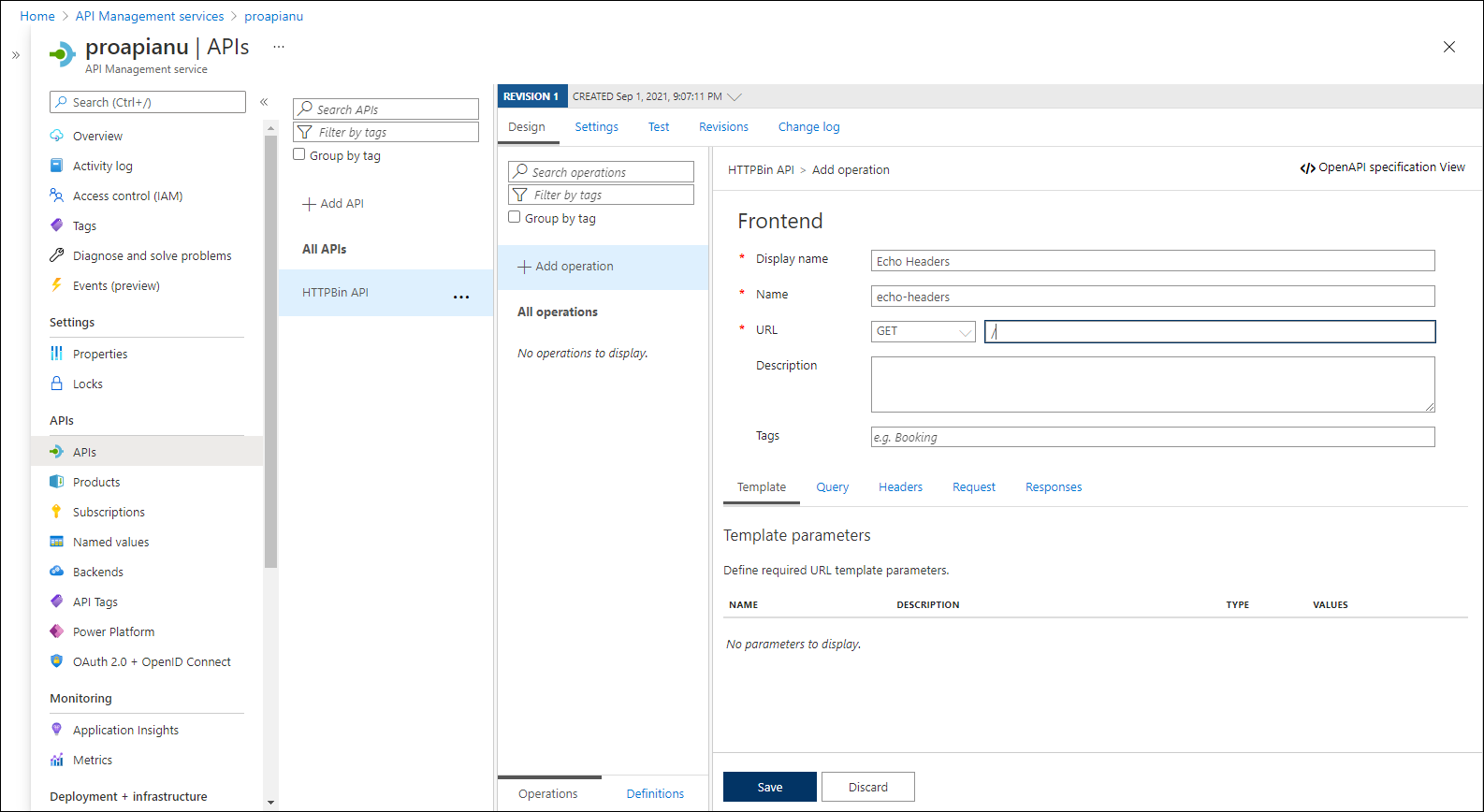 Eigenschaften des Vorgangs „Add Echo Headers“ (Echoheader hinzufügen)