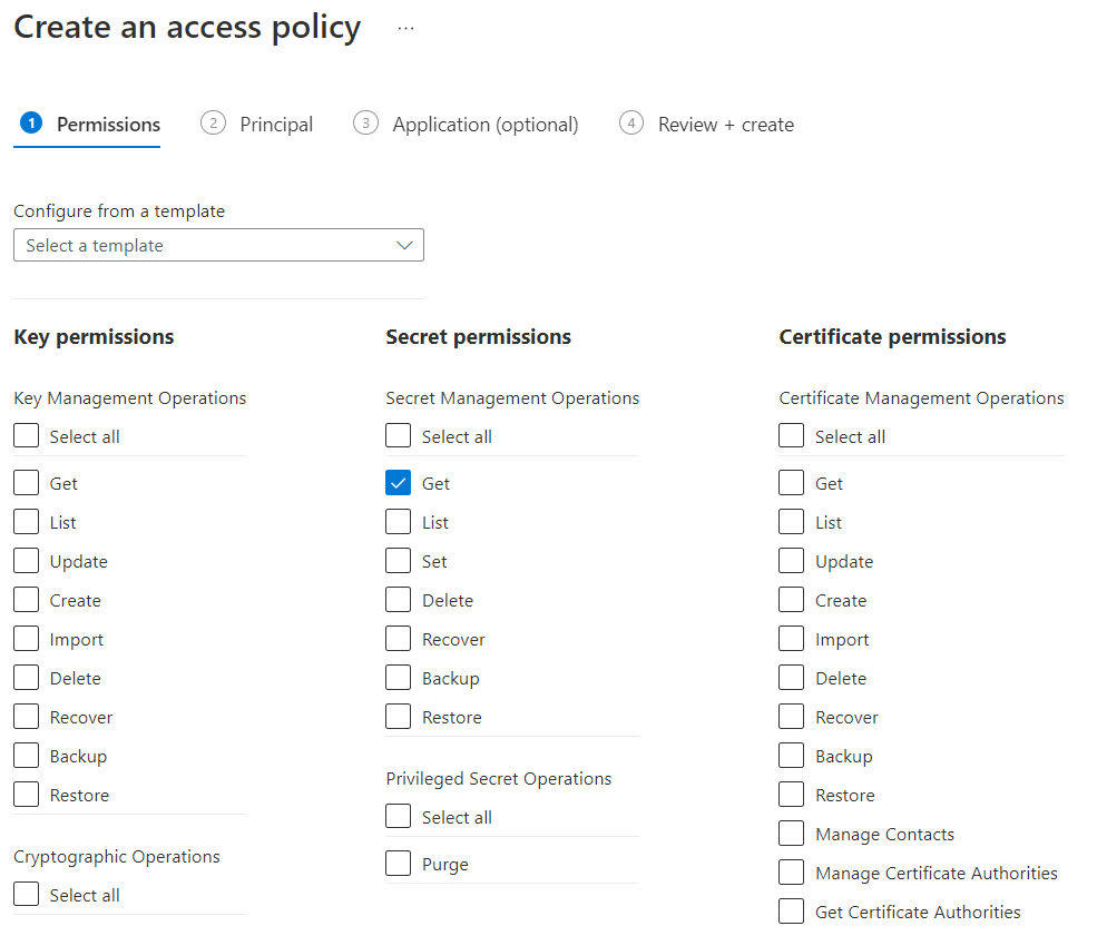 Screenshot depicting the configured settings on the Add access policy blade.