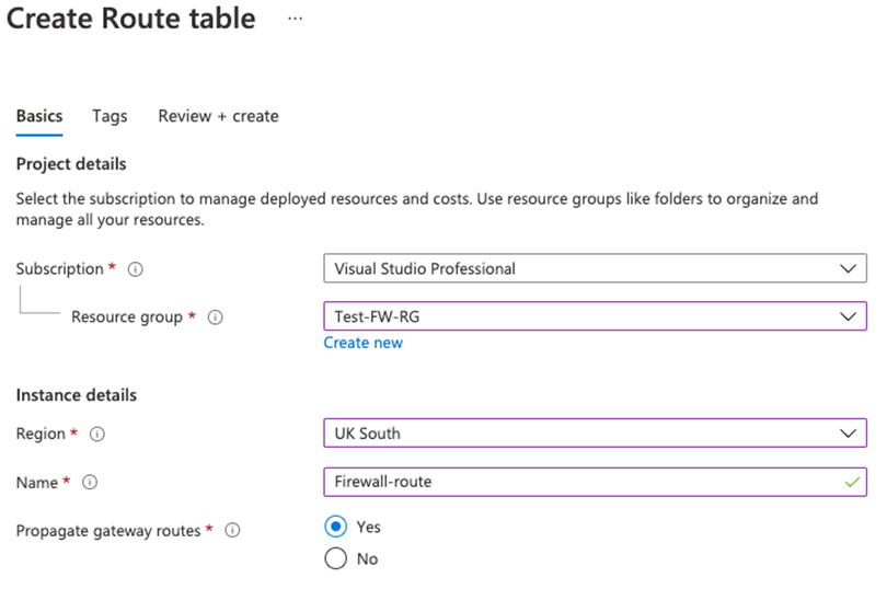 Erstellen einer Routingtabelle