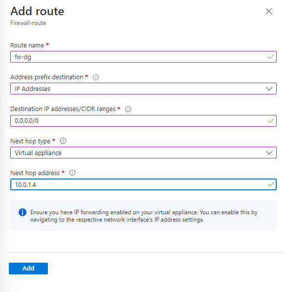 Agregar ruta de firewall