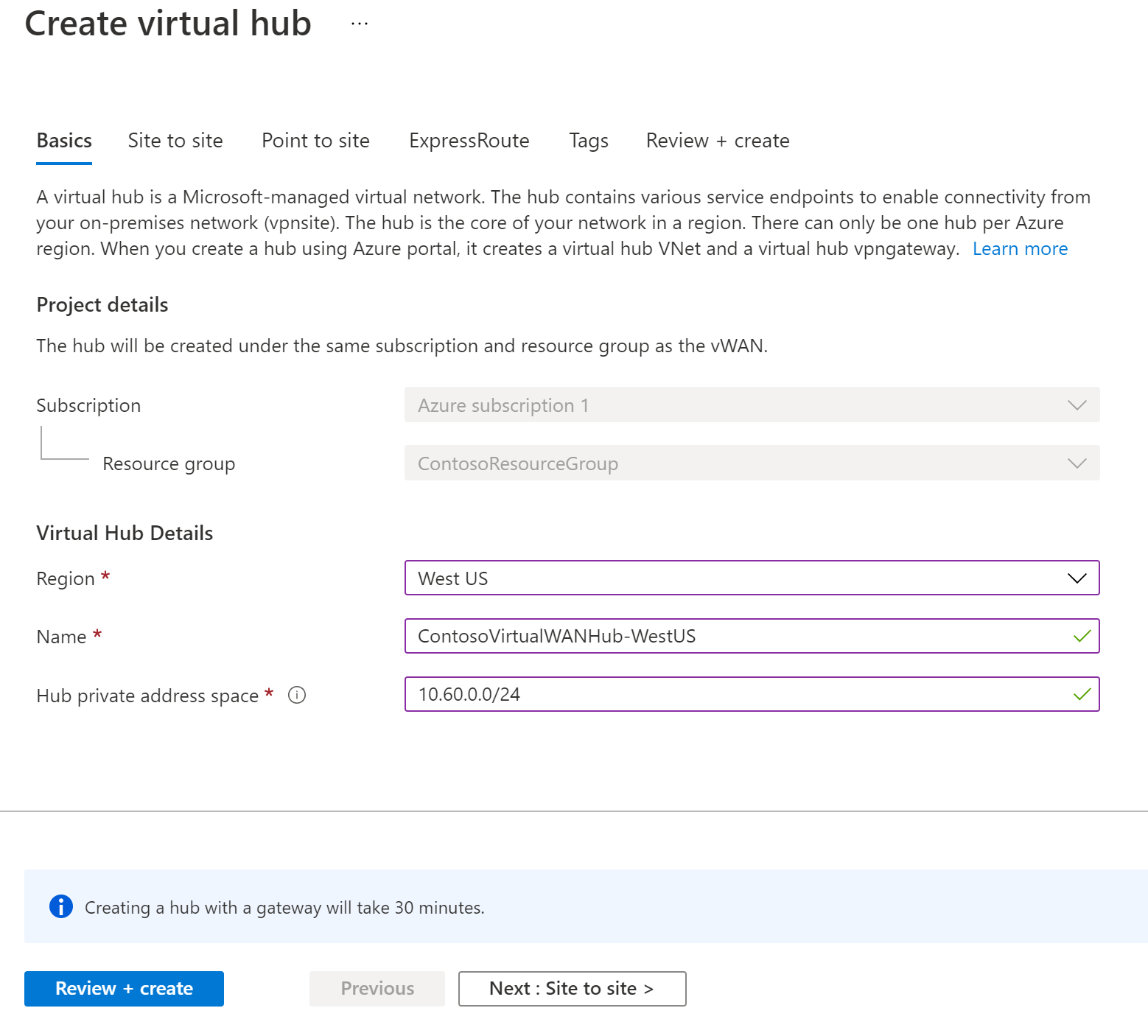 Crear centro virtual, pestaña Datos básicos.