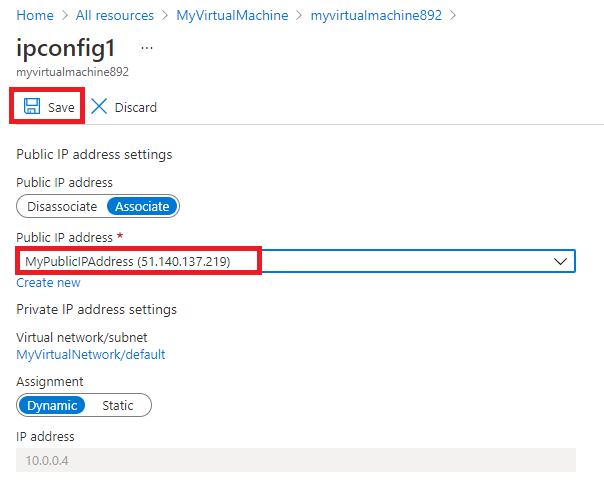 DDoS VM のパブリック IP アドレスを変更します