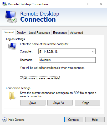 srv-workload-01 への RDP 接続