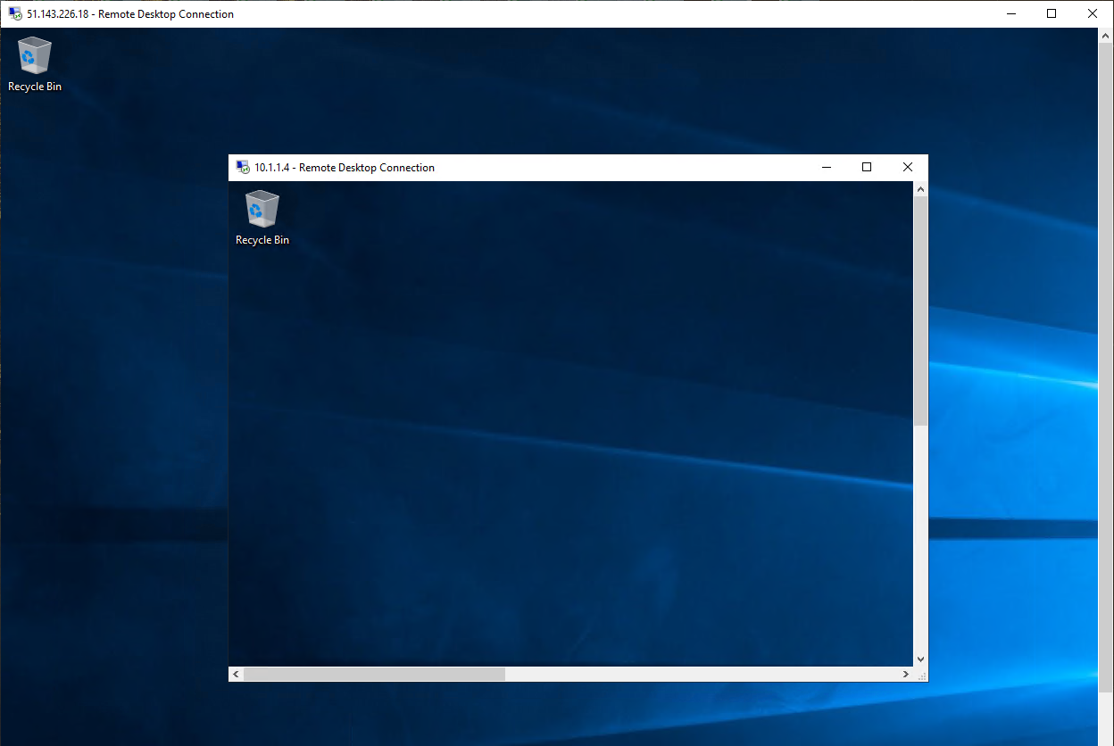 srv-workload-01 の RDP セッションから srv-workload-02 上の別の RDP セッションへ