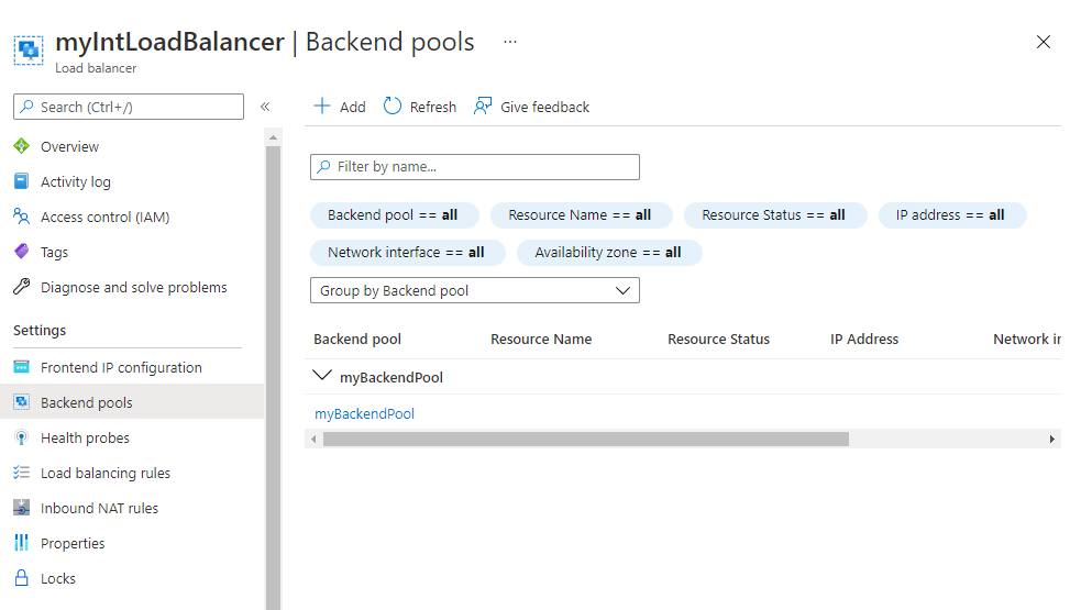 Mostrar pool de back-end criado no balanceador de carga