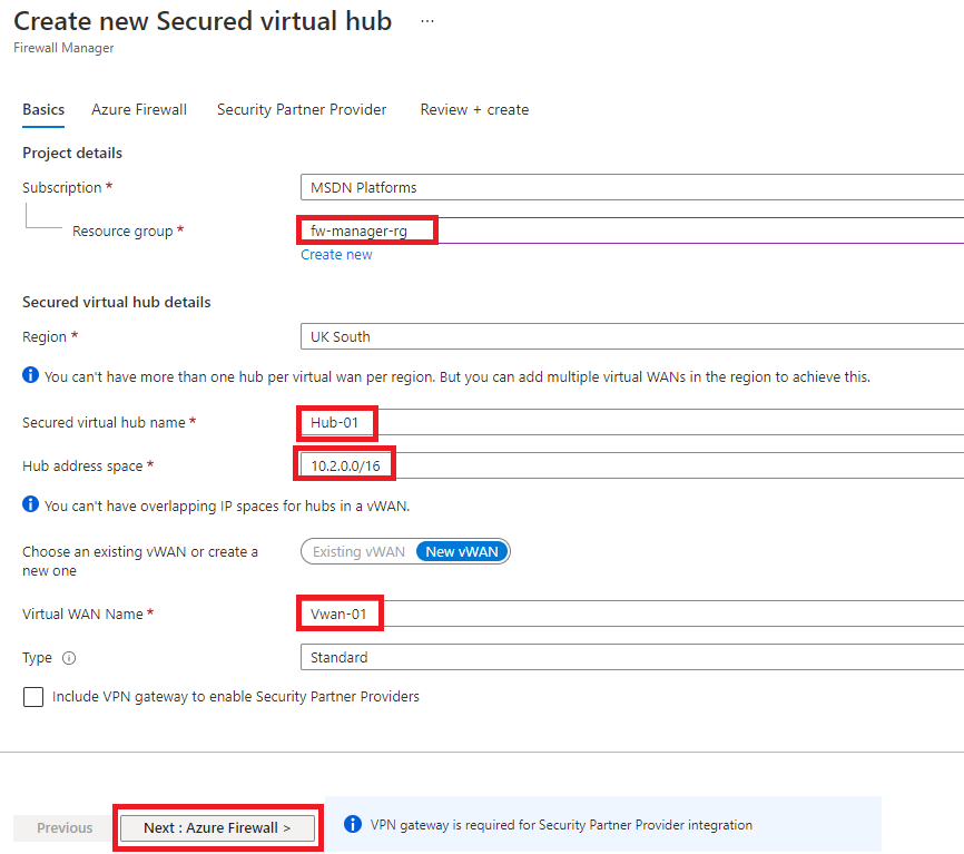 Criar um hub virtual seguro – guia Noções básicas