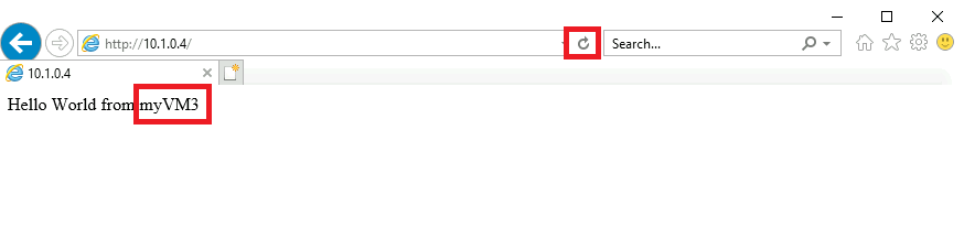 Janela do navegador mostrando a resposta Olá, Mundo da VM3