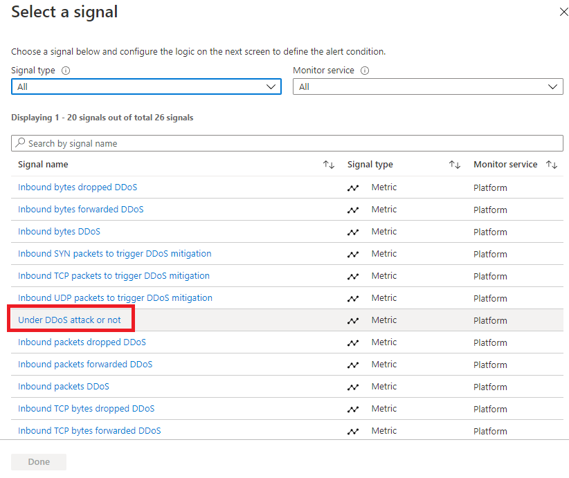 Add condition to alert rule - select a signal