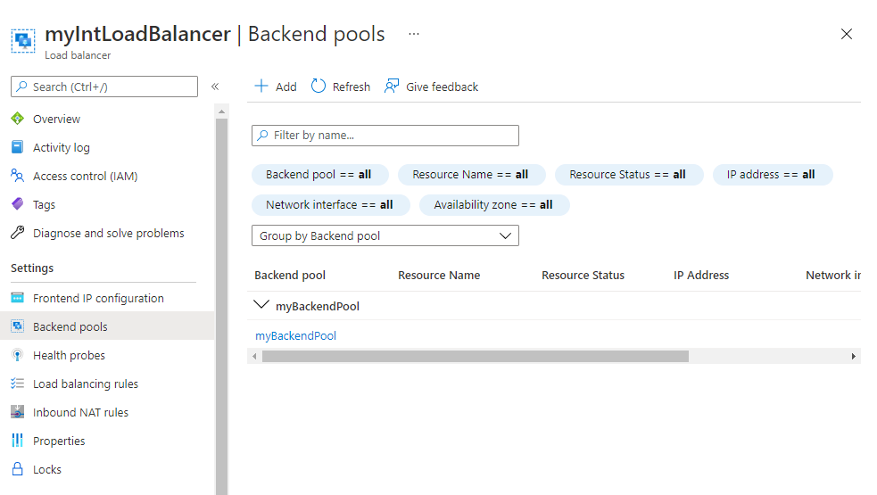 Show backend pool created in load balancer