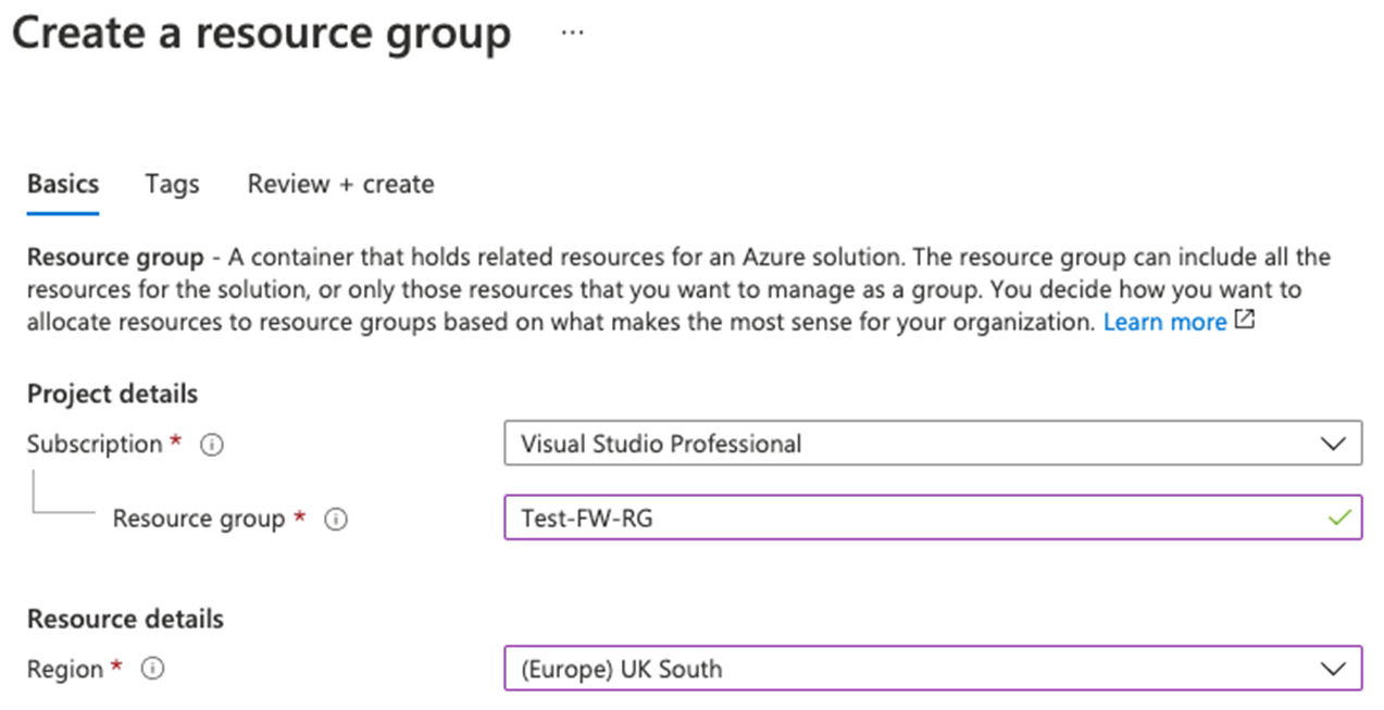 Create a resource group for Azure firewall