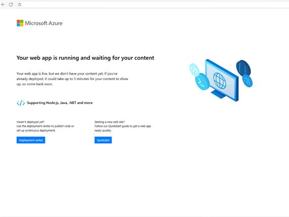 Screenshot showing web app is waiting for content.
