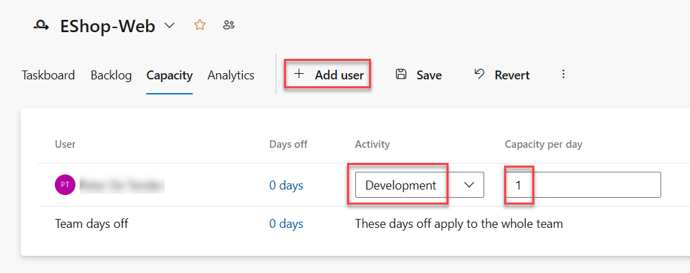 容量配置的屏幕截图。