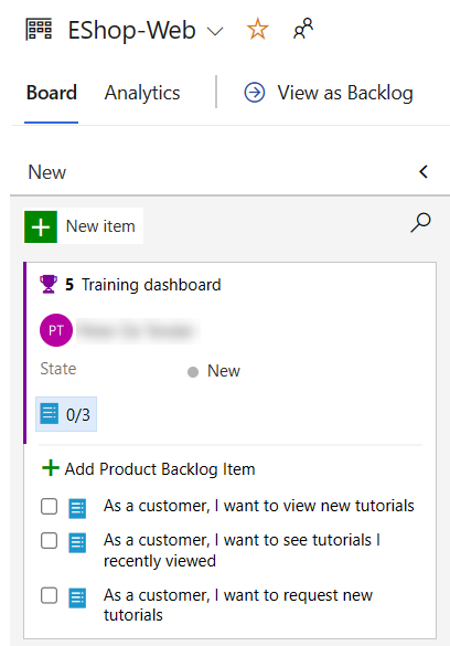 Repeat by clicking on "Add Product Backlog" 