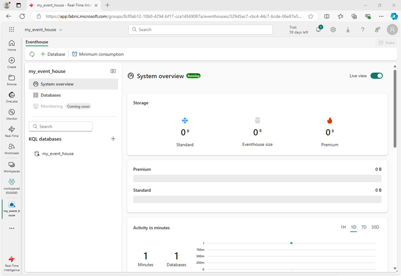 Screenshot eines neuen Eventhouse