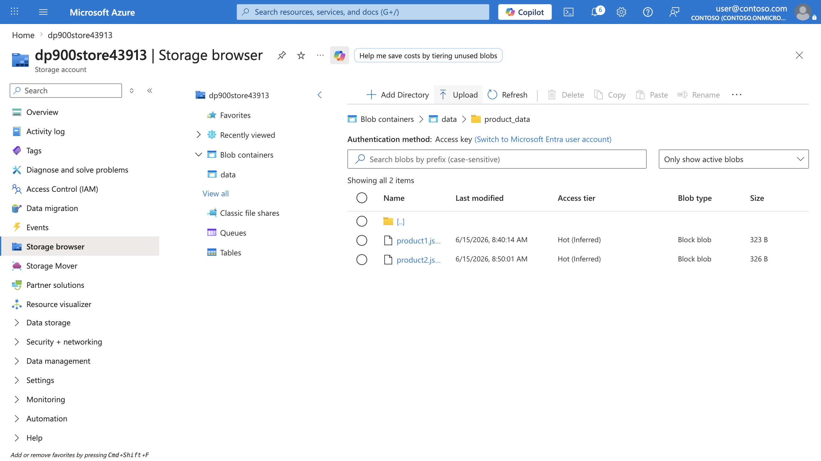 Screenshot of the product_data folder containing both product1.json and product2.json.