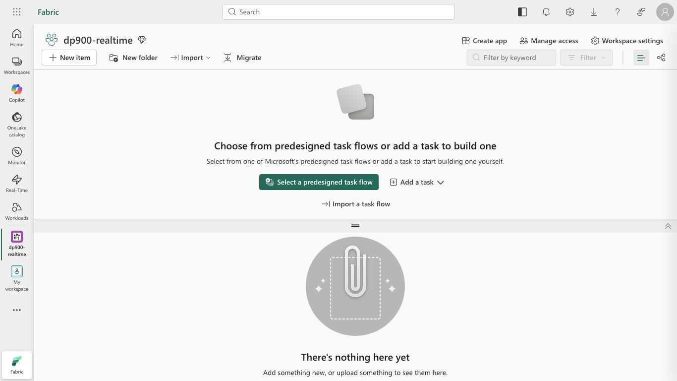 Screenshot of the newly created empty workspace.