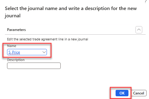 Sell FastTab on the Released products menu is selected to edit a trade agreement. OK is activated.