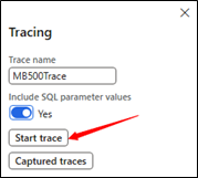 A screenshot of starting trace capturing.