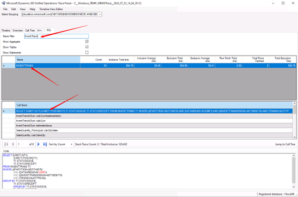 Screen capture that shows how InventTrans for your file should display.