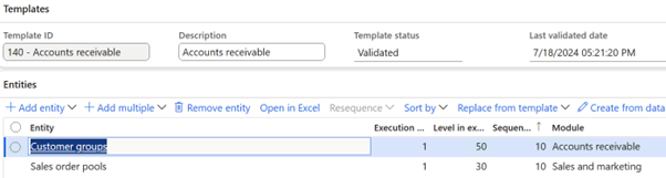 A screenshot of Customer groups and Sales order pools in our template.