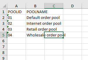 A screenshot of exported Sales order pools.