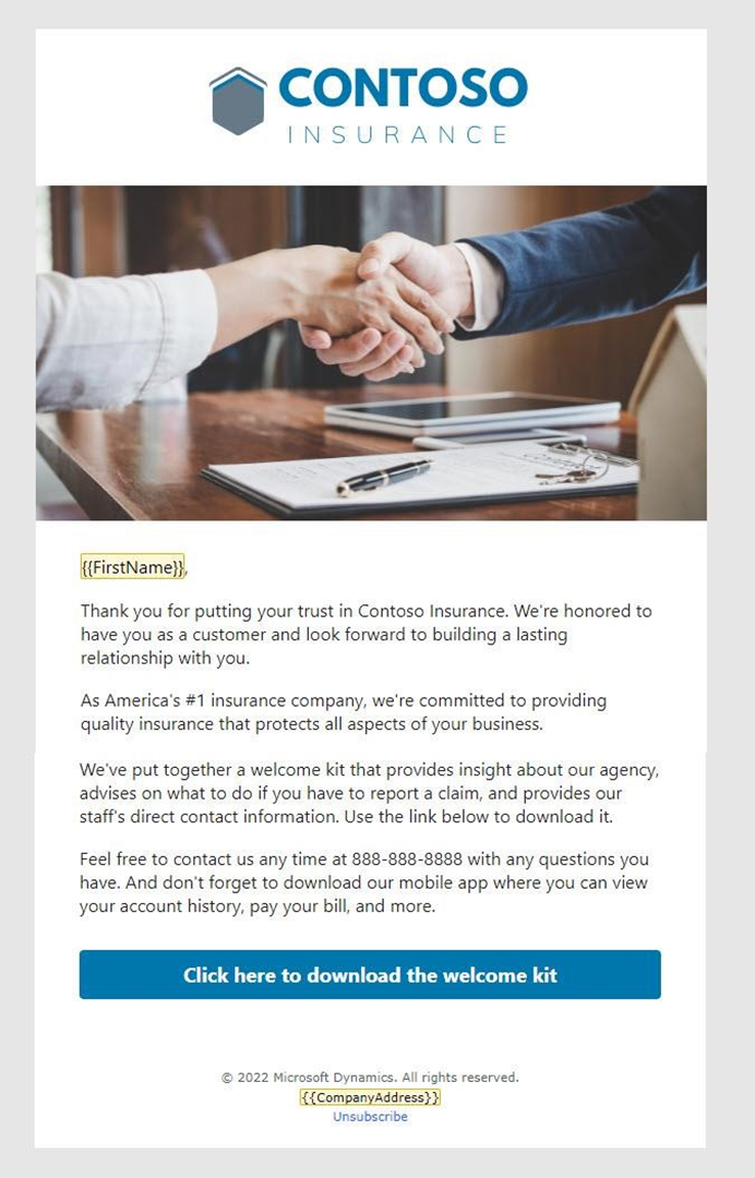 Screenshot of Welcome Email 1.