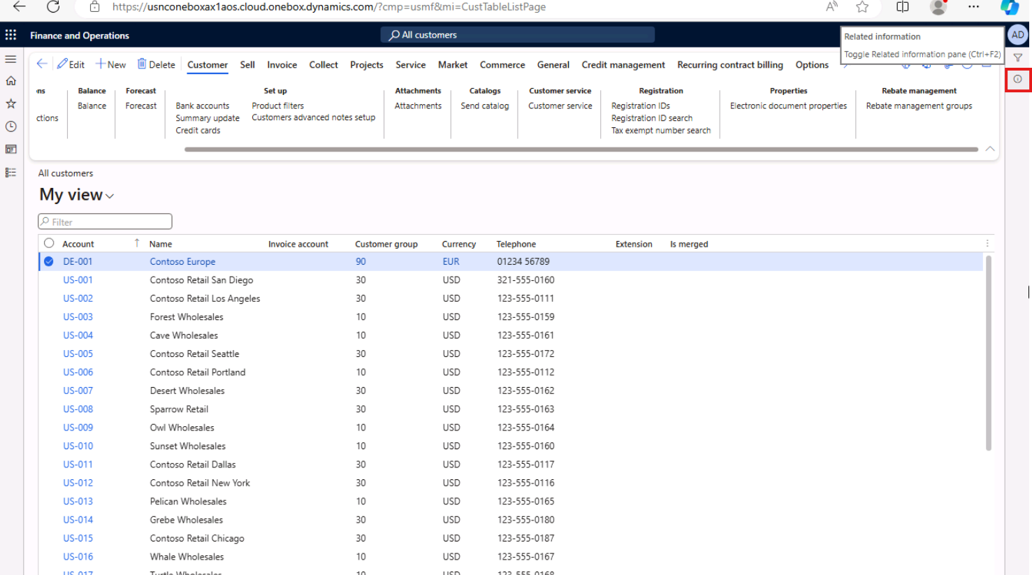 Captura de tela da lista Todos os fornecedores com os recursos do menu destacados.