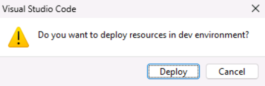 Screenshot of a dialog to confirm deployment.