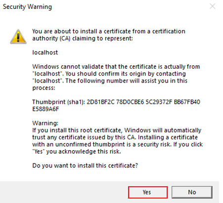 Screenshot of the security dialog.