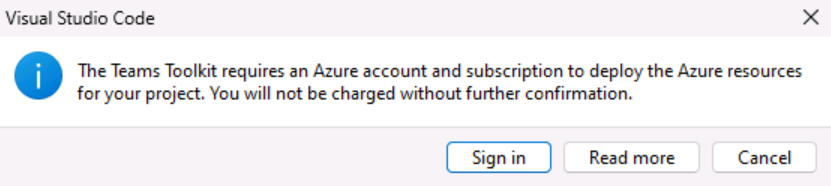 Screenshot of a dialog to confirm the sign-in to Azure.