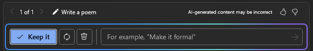 Screenshot showing keep it in Copilot.
