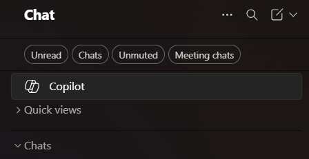 screenshot showing Copilot Chat within Teams.