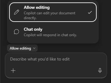 Allow Editing selected.